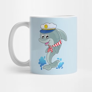 blue captain dolphin Mug